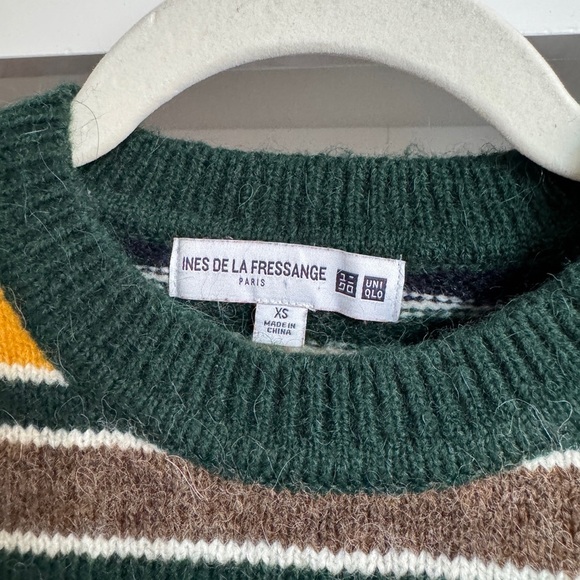 H&M Ines De La Fressange alpaca wool blend stripe classic crew neck sweater top - Picture 5 of 5